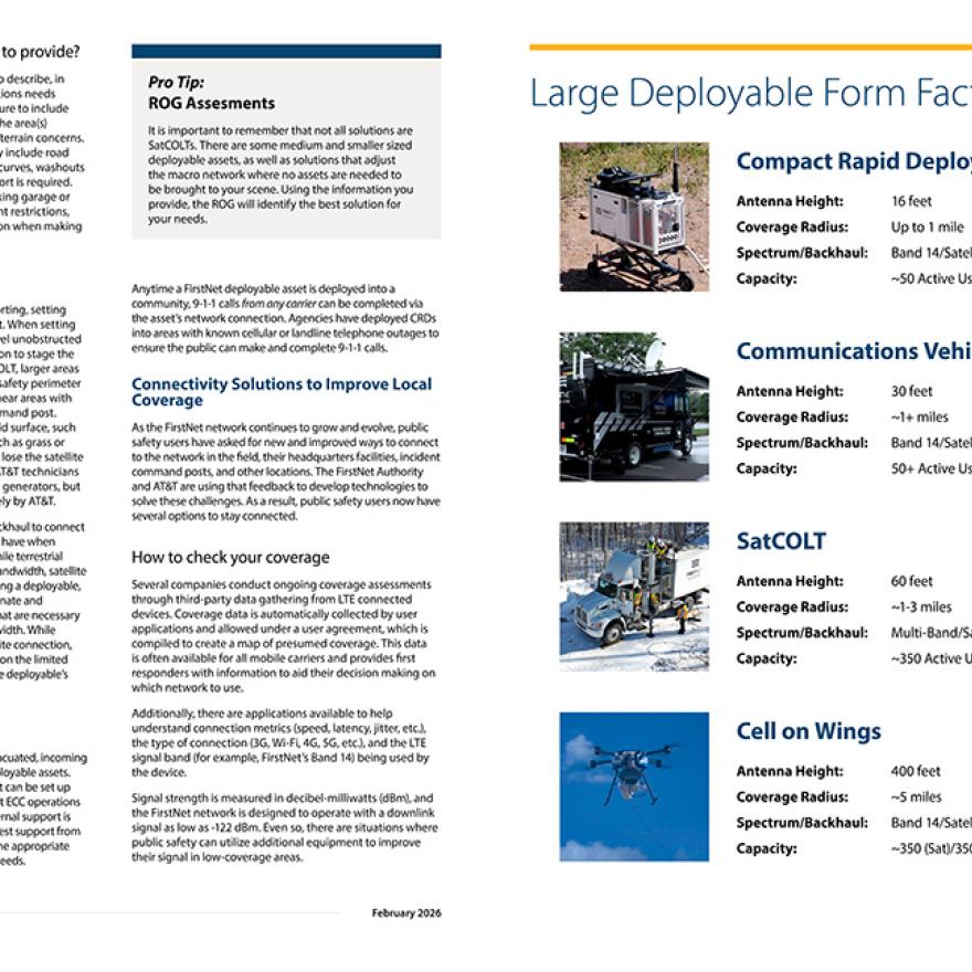 Two pages from the FirstNet Operations Manual about deployables