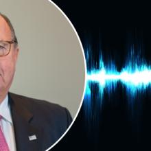 Headshot of Edward Horowitz; Public Safety First podcast logo; blue audio wave line; “Edward Horowitz – Shaping FirstNet from need to reality”