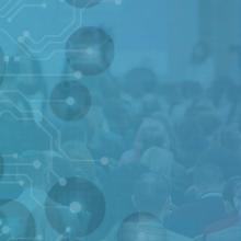 A group of people at a conference, an illustration depicting technology and connection, “AHGC,” “IAB,” “MCdata,” “RAN,” “5G,” “R19,” “CORE” 