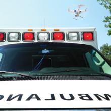 Front view of an ambulance, including its lights. Front view of an ambulance, including its lights.