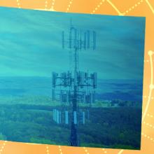 The silhouette of the State of Colorado revealing a cell tower inside