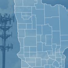 The state of Minnesota, with outlined county borders and a star locating Echo Trail, Minnesota; a cell tower. The state of Minnesota, with outlined county borders and a star locating Echo Trail, Minnesota; a cell tower.