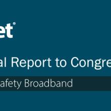 The words "FY 2017 Annual Report to Congress Transforming Public Safety Broadband" with the cover of the annual report on the right and the FirstNet logo on the left.
