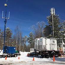 AT&T’s Satellite Cellsite on Light Truck (right) deployed next to the state’s Site on Wheels trailer (left) at the 2019 American Birkebeiner. Submitted photo