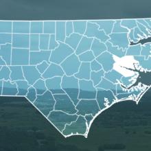 County map of North Carolina, cell tower