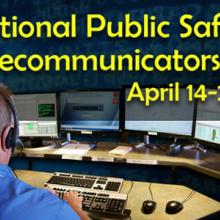 During National Public Safety Telecommunicators Week, we celebrate our nation’s 9-1-1 telecommunicators and dispatchers and the important work they do. Image shows a man sitting in front of four computer monitors showing 9-1-1 information. During National Public Safety Telecommunicators Week, we celebrate our nation’s 9-1-1 telecommunicators and dispatchers and the important work they do. Image shows a man sitting in front of four computer monitors showing 9-1-1 information.