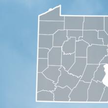 County map of Pennsylvania, cell tower 