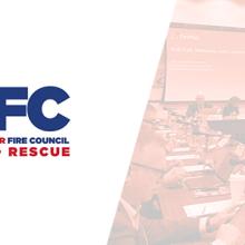 The National Volunteer Fire Council (NVFC) Logo is placed alongside an image of the NVFC making a presentation at a FirstNet Board Meeting. The National Volunteer Fire Council (NVFC) Logo is placed alongside an image of the NVFC making a presentation at a FirstNet Board Meeting.