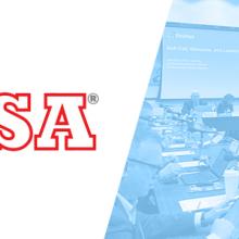 The International Municipal Signal Association logo and image of Public Safety Advisory Committee representatives making a presentation at a FirstNet Authority Board Meeting.