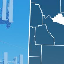 Map of Wyoming showing county lines with Hot Springs County highlighted, FirstNet enabled purpose-built FirstNet cell site.  
