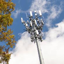 Expanding broadband coverage across tribal lands Large tree with yellow leaves next to cellular tower
