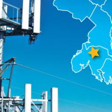 The state of Maryland, with outlined county borders; a cell tower The state of Maryland, with outlined county borders; a cell tower