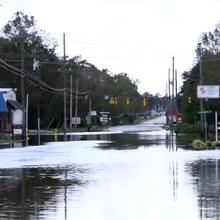 Flooding in a street due to Hurricane Florence