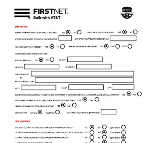 FirstNet Deployable Request Form | First Responder Network Authority