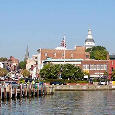  Annapolis Maryland Police patch, broadband tower and power lines
