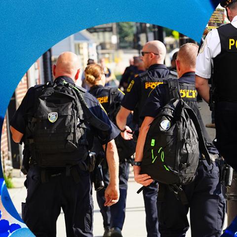 Balloons fall at a convention, police officers in Milwaukee and Chicago prepare for conventions in their cities
