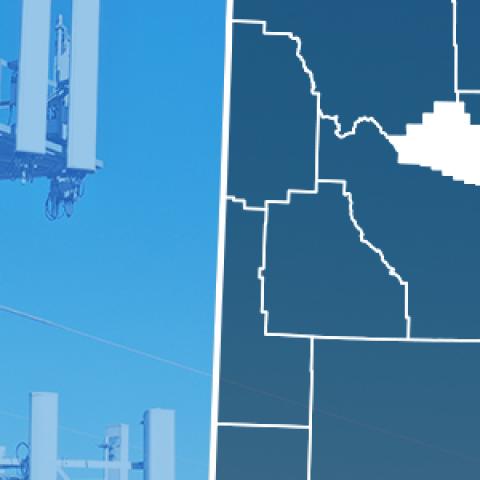 Map of Wyoming showing county lines with Hot Springs County highlighted, FirstNet enabled purpose-built FirstNet cell site.  