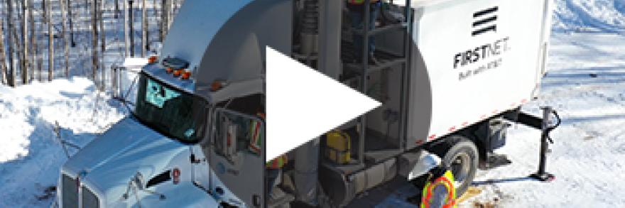 A FirstNet deployable in the snow at the American Birkebeiner Ski Race