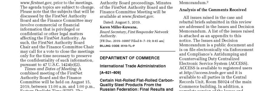 Federal Register Notices | First Responder Network Authority