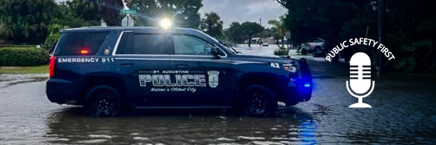 St. Augustine Police SUV with blue Gradient background 