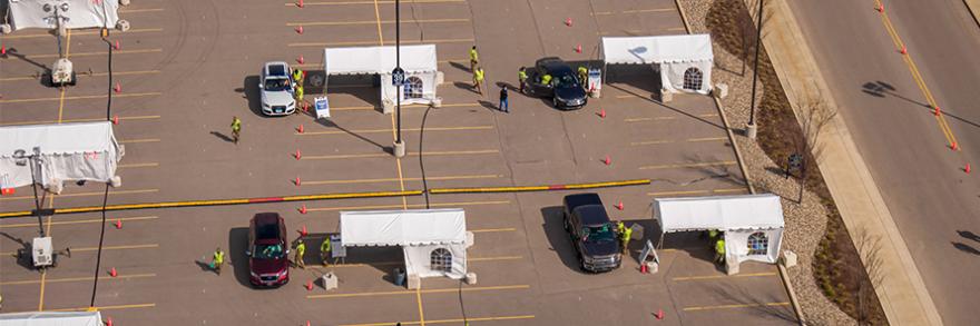 Vaccine distribution site from above