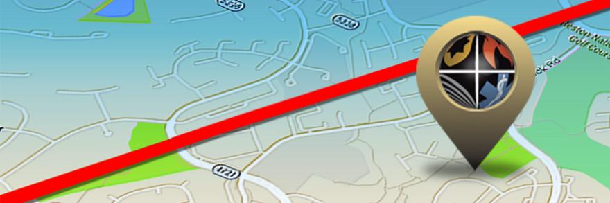 A map with a marker on Reston, Virginia