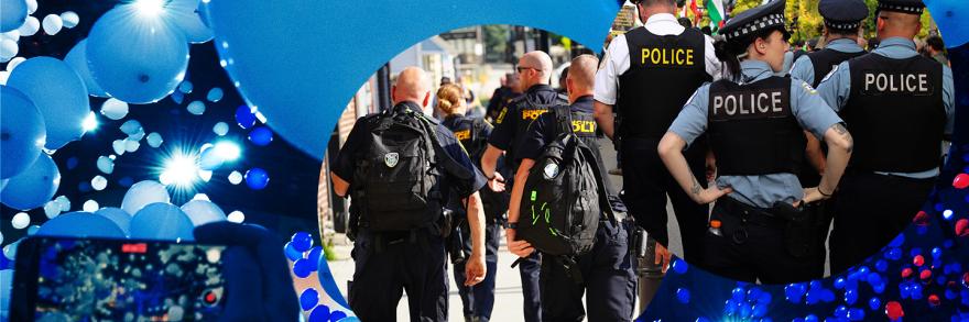 Balloons fall at a convention, police officers in Milwaukee and Chicago prepare for conventions in their cities