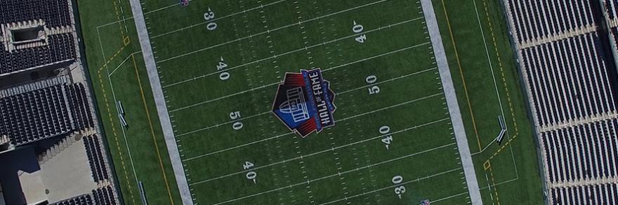 Overhead view of the Pro Football Hall of Fame stadium in Canton , Ohio.