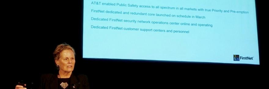 FirstNet Chair Sue Swenson Delivers Keynote at the 2018 PSCR Public Safety Broadband Stakeholder Meeting.