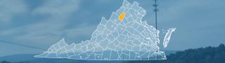 The state of Virginia, with outlined county borders; a cell tower.
