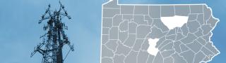 County map of Pennsylvania, cell tower 