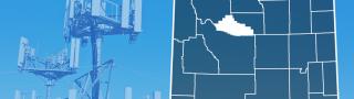 Map of Wyoming showing county lines with Hot Springs County highlighted, FirstNet enabled purpose-built FirstNet cell site.  