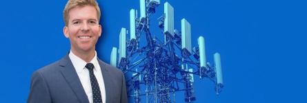 FirstNet Authority logo; Edward Parkinson headshot; a 5G cell tower
