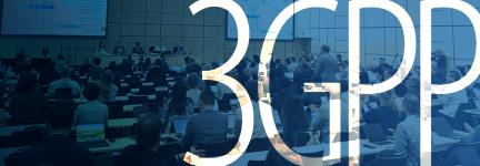 Panel discussion at the June 2025 3GPP meeting with participants seated at conference tables; two large projection screens behind the panel show presentation slides; “3GPP”